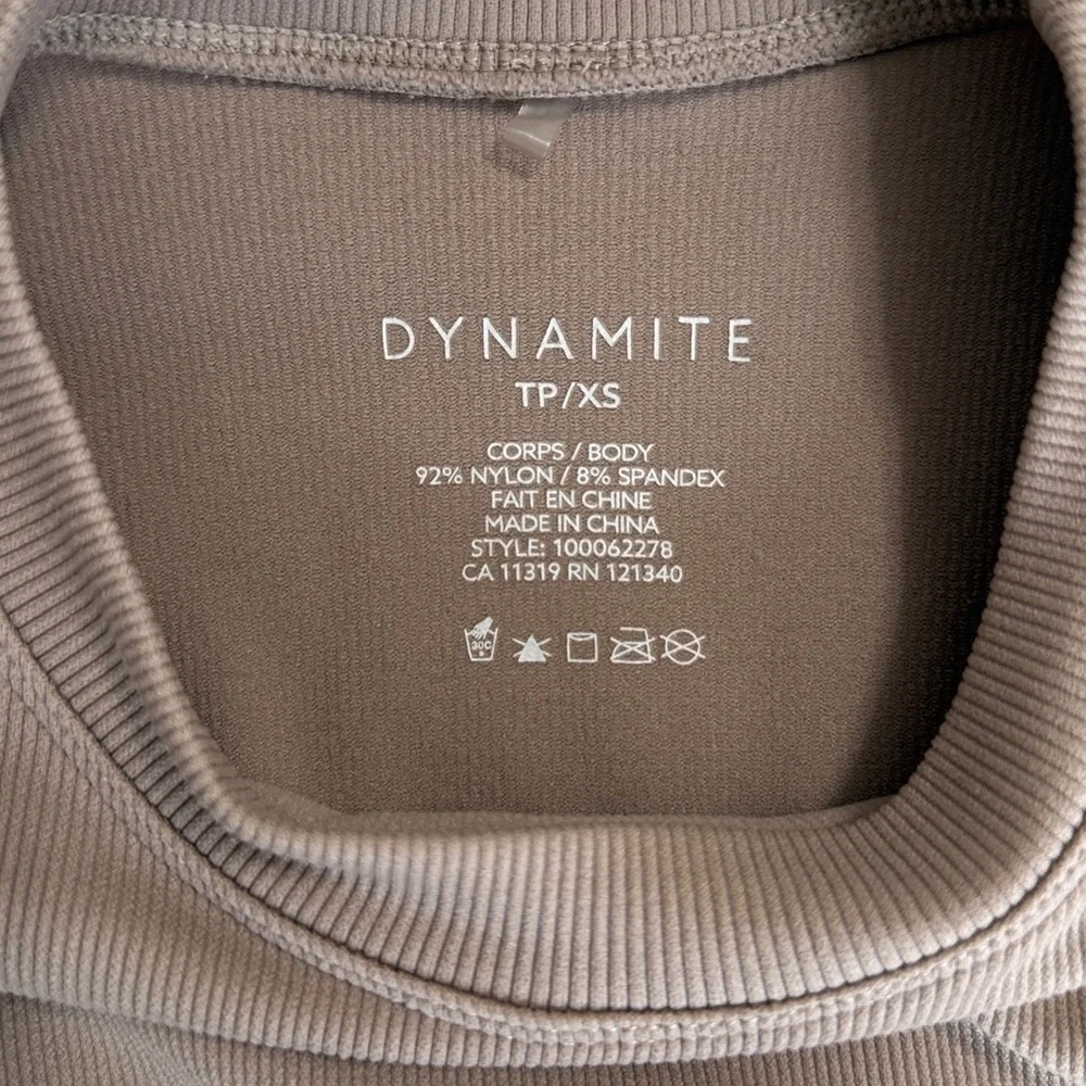 Dynamite Taupe Long Sleeve Ribbed Crop Top - Picture 5 of 8